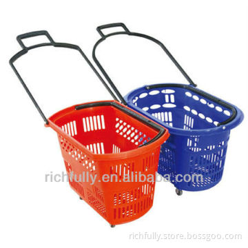 32L SMALL Plastic Supermarket basket with wheels